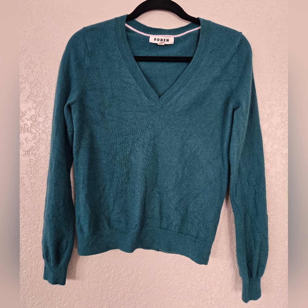 BODEN Eva Cashmere V-Neck Jumper Sweater Small